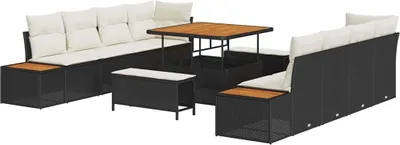 Produktbild von vidaXL Gartensofa-set mit Kissen 11 pcs Schwarz Poly Rattan