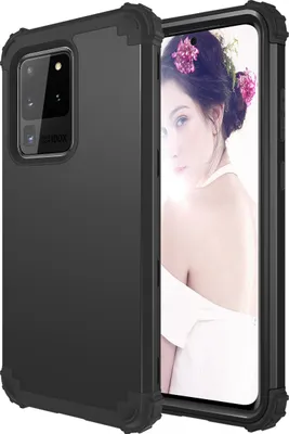 Produktbild von Galaxy S20 Ultra Hülle, 3 in 1 Hybrid PC TPU Stossfest Robust Schutzhülle für Samsung Galaxy S20 Ultra Schwarz