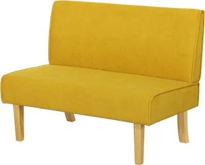 Produktbild von 2 Sitzer Sofa, Couch mit Cord-Optik, Holzbeine, Gepolsterter Polstersofa, Doppelsofa für Schlafzimmer, Wohnzimmer, 110 x 62 x 85 cm, Gelb