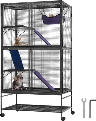 Produktbild von VEVOR 64,6" rollender Frettchenkäfig aus Metall, großer 4-stöckiger Critter Nation-Käfig, Kleintierkäfig mit Rampen und Tablett, einfach aufzubauen für Hausratten, Hamster, Meerschweinchen,
