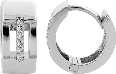 Produktbild von 925/- Echt Silber Klapp-Creolen "Peonia", Zirkonia, poliert, rhodiniert