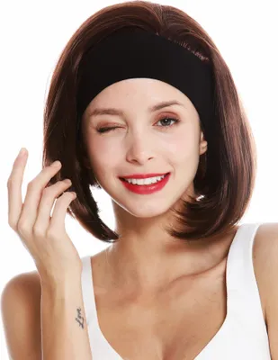 Produktbild von WIG ME UP Perücke Kurz Stirnband Retro Braun GFW948-H-33