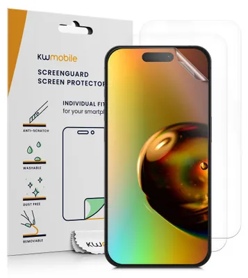 Produktbild von kwmobile 3x Displayschutzfolie kompatibel mit iPhone 15 Pro Folie - klare Schutzfolien Set in transparent