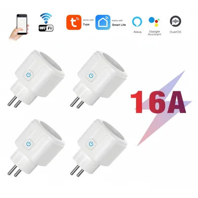 Produktbild von 4er Set WLAN-Steckdose, Smart Plug mit App-Steuerung, 16A 3.520W, Zeitschaltuhr, Energieüberwachung, Alexa & Google Assistant