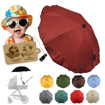 Produktbild von BAMBINIWELT Sonnenschirm für Kinderwagen Ø68cm UV-Schutz50+ Schirm Sonnensegel Sonnenschutz, bordeaux