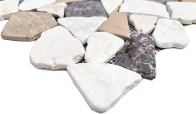 Produktbild von Handmuster Mosaik Fliese Marmor Naturstein beige braun Bruch Ciot CastanaoCream MOS44-30-190_m