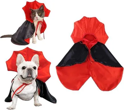 Obrázok produktu pre Halloween – Halloween dekorácie – Príslušenstvo – Kostýmy na Halloween – Kostým pre mačky na Halloween – Oblečenie – Plášte – Kostýmy pre psov na Halloween – Čierno-červený kostým upíra pre psa – Nastaviteľné plášte pre mačky a psov