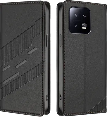 Image de Etui pour Xiaomi 13, étui portefeuille en cuirPolyuréthaneavec fente pour carte et fonction stand Schwarz