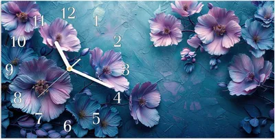 Produktbild von Wanduhr aus Glas mit Motiv Blumenmuster- 60 x 30 cm - inkl. Aufhängesystem