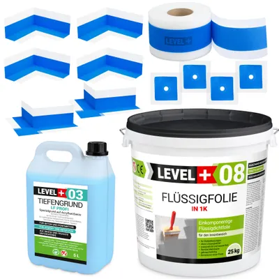 Produktbild von Abdichtungsset Flüssigfolie 25kg Dichtband Tiefgrund Bad Dusche SET327