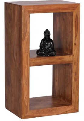 Produktbild von WOHNLING Standregal Massivholz Sheesham 88cm hoch 2 Böden Design Holz-Regal Naturprodukt Beistelltisch Landhaus-Stil