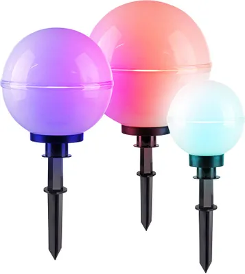 Produktbild von 3er Set RGB LED Kugelleuchten, schwarz, weiß, D 20-30-40 cm