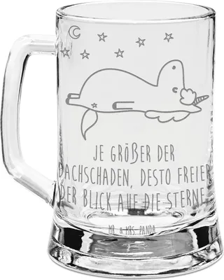 Produktbild von Mr. & Mrs. Panda Krug Einhorn Sternenhimmel - Transparent - Geschenk, Unicorn, Humpen, Bierkrug Mit Gravur, Einhörner, Verrückt, Glaskrug, Sterne, Seidel, Glas