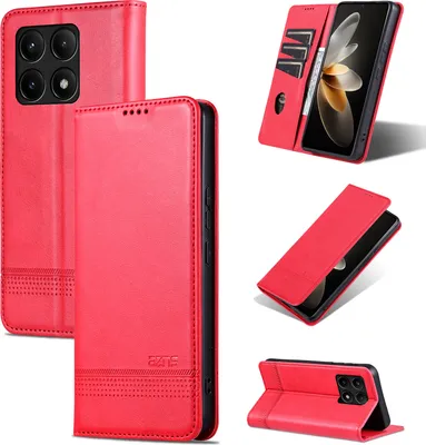 Produktbild von Leder Hülle für Xiaomi Redmi K70E, Klapphüllen Brieftasche Magnetverschluss Ständer Schutzhülle Rosa