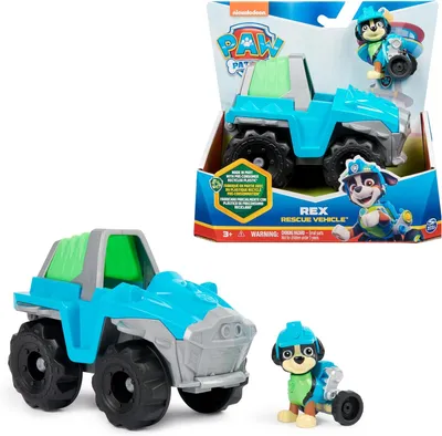 Produktbild von PAW Patrol , Dinosaurier-Rettungsfahrzeug mit Rex-Figur (Sustainable Basic Vehicle/Basis Fahrzeug), Fahrzeug, PAW Patrol, 3 Jahr(e), Kunststoff, Blau, Grün, Grau