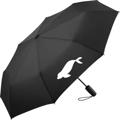 Produktbild von Huuraa Regenschirm Robbe Silhouette 98cm Schwarz Sturmfest Taschenschirm Geschenkidee