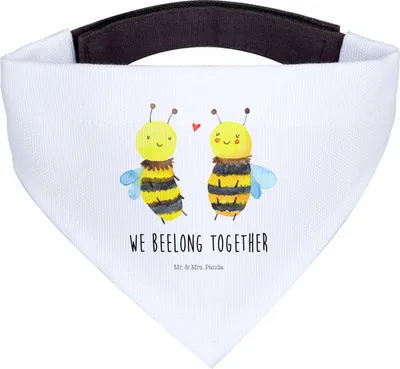 Produktbild von Mr. & Mrs. Panda Hunde Halstuch Biene Verliebt - Weiß - Geschenk, Hund, Tuch, Hundehalstuch, Für