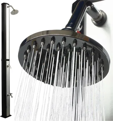 Produktbild von VIESTA® Solardusche 35L mit Fußdusche – Regenduschkopf schwenkbar – Solar Gartendusche ohne Strom – Schlauchanschluss – bis 60°C