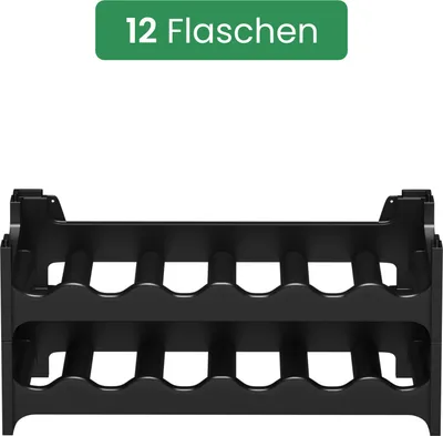 Produktbild von ARTECSIS Weinregal stapelbar Kunststoff für 12 Flaschen, Flaschenregal, Schwarz