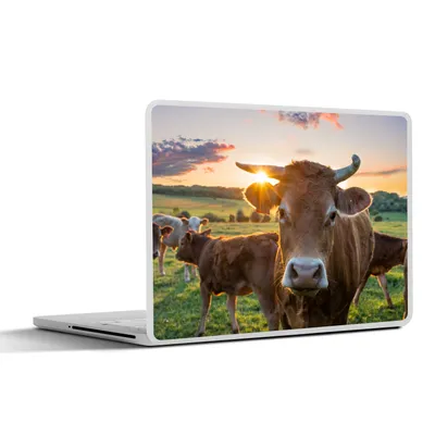 Produktbild von MuchoWow® Laptop Aufkleber Sticker Cover Kühe - Sonne - Wiese - Landleben 36.5x27.5 cm - Laptop-Sticker