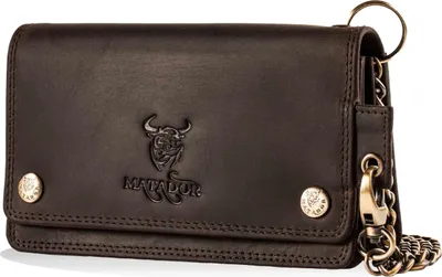 Produktbild von MATADOR Biker Geldbörse DALLAS mit Kette Leder RFID Dunkel-Braun