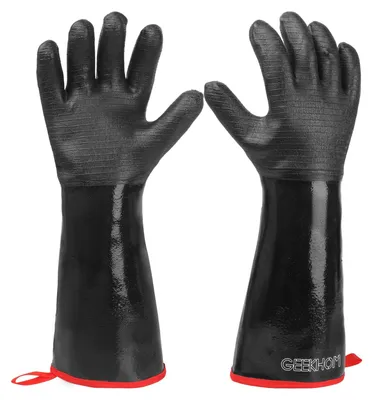 Immagine prodotto di Guanti da barbecue resistenti al calore - 45 cm - Impermeabili e isolanti - Neri