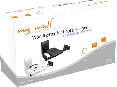 Image de my wall HB 5 WL - 2 supports muraux pour enceintes Haut-parleur pivotant inclinable blanc