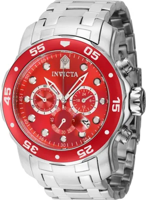 Obrázok produktu pre Invicta Pro Diver SCUBA 40192 - Pánske Náramkové Hondiky - Quarz - Nerezová oceľ  s červeným ciferníkom - 48mm