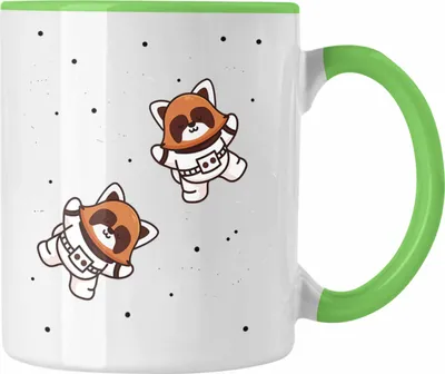 Produktbild von Trendation - Roter Panda Tasse Galaxie Kinder Geschenkidee für Jungs Mädchen Lustige Grafik (Grün)