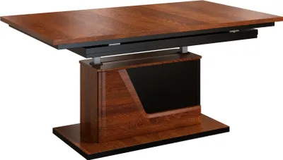 Produktbild von Höhenverstellbarer Couchtisch "Medulin" 08, Farbe: Walnuss / Schwarz, teilmassiv - Abmessungen: 59 - 77 x 130 - 218 x 80 cm (H x B x T)