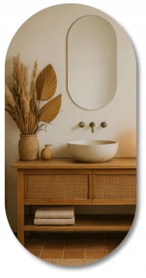 Produktbild von Klassischer ovaler Spiegel 60x80 Silber Unregelmäßige Form Aria
