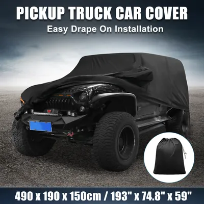 Image de Bâche Voiture Housse Protection Externe Imperméable Tous Météo 210D Oxford Tissu Noir pour Jeep Wrangler JK JL 4 portes jusqu'à 490cm