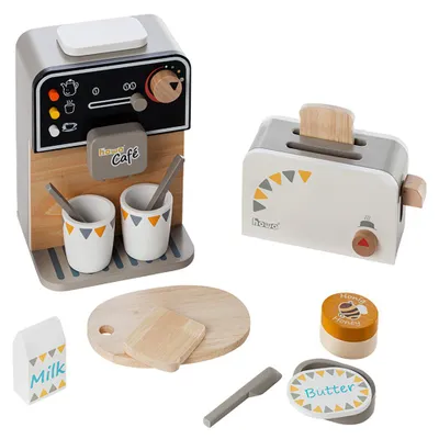 Produktbild von howa Kaffeemaschine und Toaster aus Holz incl. 13 tlg. Zubehör 4887