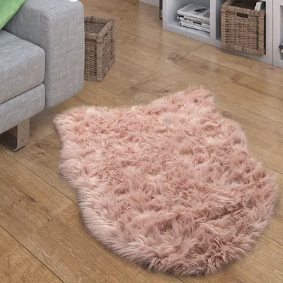 Produktbild von Kunstfell Fellteppich Imitat Sitzkissen Herzform Rund Verschiedene Formen, Rosa Grösse 55x80 cm Fell-Form