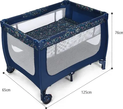 Image de Lit parapluie et parc 2 en 1 lit enfant pliable 125 x 65 x 76 cm bleu