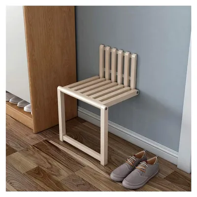 Produktbild von Wandklappstuhl aus Massivholz für den Schuhwechsel, platzsparend, maximale Tragfähigkeit 150 kg
