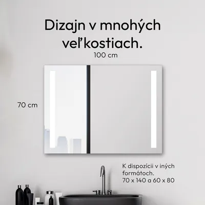 Obrázok produktu pre Kúpeľňové zrkadlo s osvetlením TALOS Light - kúpeľňové zrkadlo 80 x 60 cm - s podsvietenými svetelnými výrezmi - farba svetla neutrálna biela