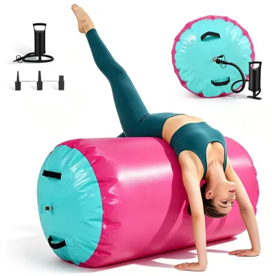Immagine prodotto di Rullo gonfiabile da 60 cm con pompa d'aria, ideale per esercizi di ginnastica
