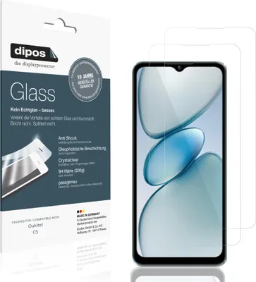 Produktbild von 2x Schutzfolie für Oukitel C5 - Anti-Shock 9H Folie dipos Glass Kunststoffglas