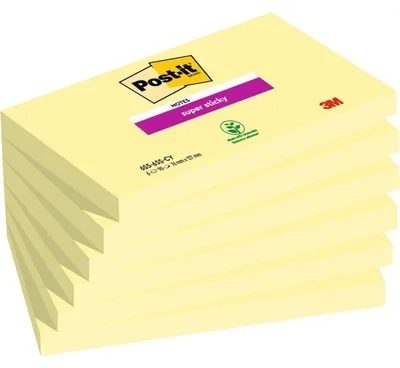 Image de 3M bloc-notes adhésifs Post-it super sticky jaune 76x127mm 6 pièces