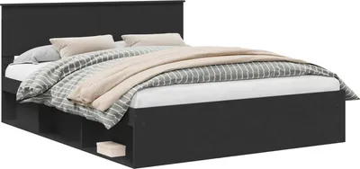 Imagen del producto de Estructura de cama negra vidaXL, 160 x 200 cm, madera de pino maciza