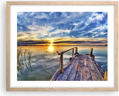 Produktbild von Gerahmtes Poster - Rahmen in heller Eiche - See Brücke - 50x40 cm - Wand Bild - Wanddeko - Wandbilder - Kunstposter - Wandposter - Bilderrahmen - Bilder - Kunstdruck - Wandbild - P2NAA50x40-3963