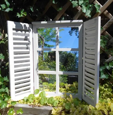 Produktbild von Wunderschöner Wandspiegel Fensterläden Landhaus creme Shabby-Chic 59cm