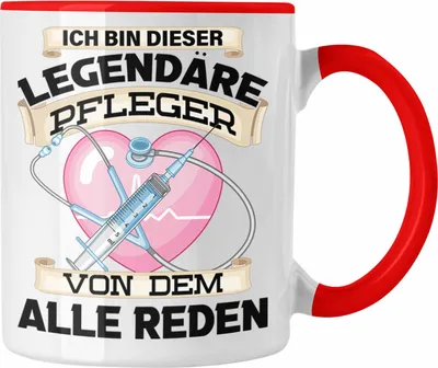 Produktbild von Trendation - Pfleger Tasse Geschenk Altenpflege Pflegekraft Männer Geschenkidee Spruch (Rot)
