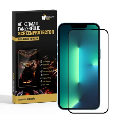 Produktbild von 1x 9D Keramik-Glass für iPhone 14 FULL COVER 3D KLAR Panzerfolie Displayschutz Schutzfolie Ceramic Screen-Protector