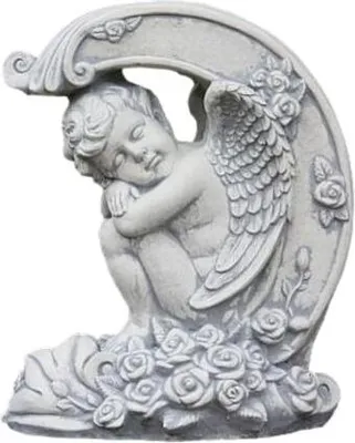 Produktbild von Schöner Engel auf Rosen aus Steinguss perfekt für den Garten die Terrasse oder den Vorgarten ist Frostfest Witterungsbeständig und Neu 40cm H, PO-898