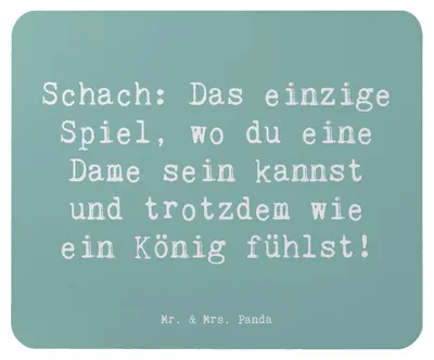 Produktbild von Mr. & Mrs. Panda Mousepad Spruch Schach Dame und König - Meeresbrise - Geschenk, Mouse Pad, Mauspad, laptop, Sportler, Schachfiguren, handgefertigt, Teamsport, computer
