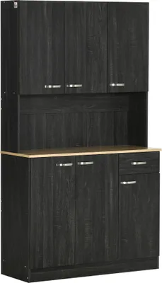 Produktbild von Küchenschrank - Hochschrank/Vorratsschrank - 1 Schublade - 6 Türen - Verstellbare Einlegeböden - Modernes Design - 101×39×180 cm - Montage erforderlich - Schwarz