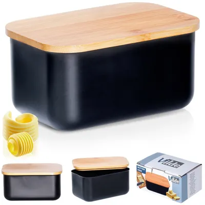 Produktbild von Vilde Butterdose Butterschale Butterbehälter Butterglocke aus hochwertigem Stahl schwarz