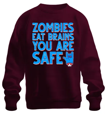 Produktbild von ZOMBIES EAT BRAINS YOU ARE SAFE Halloween Zombie Lustig Sweatshirt Pullover, Burgundy, M